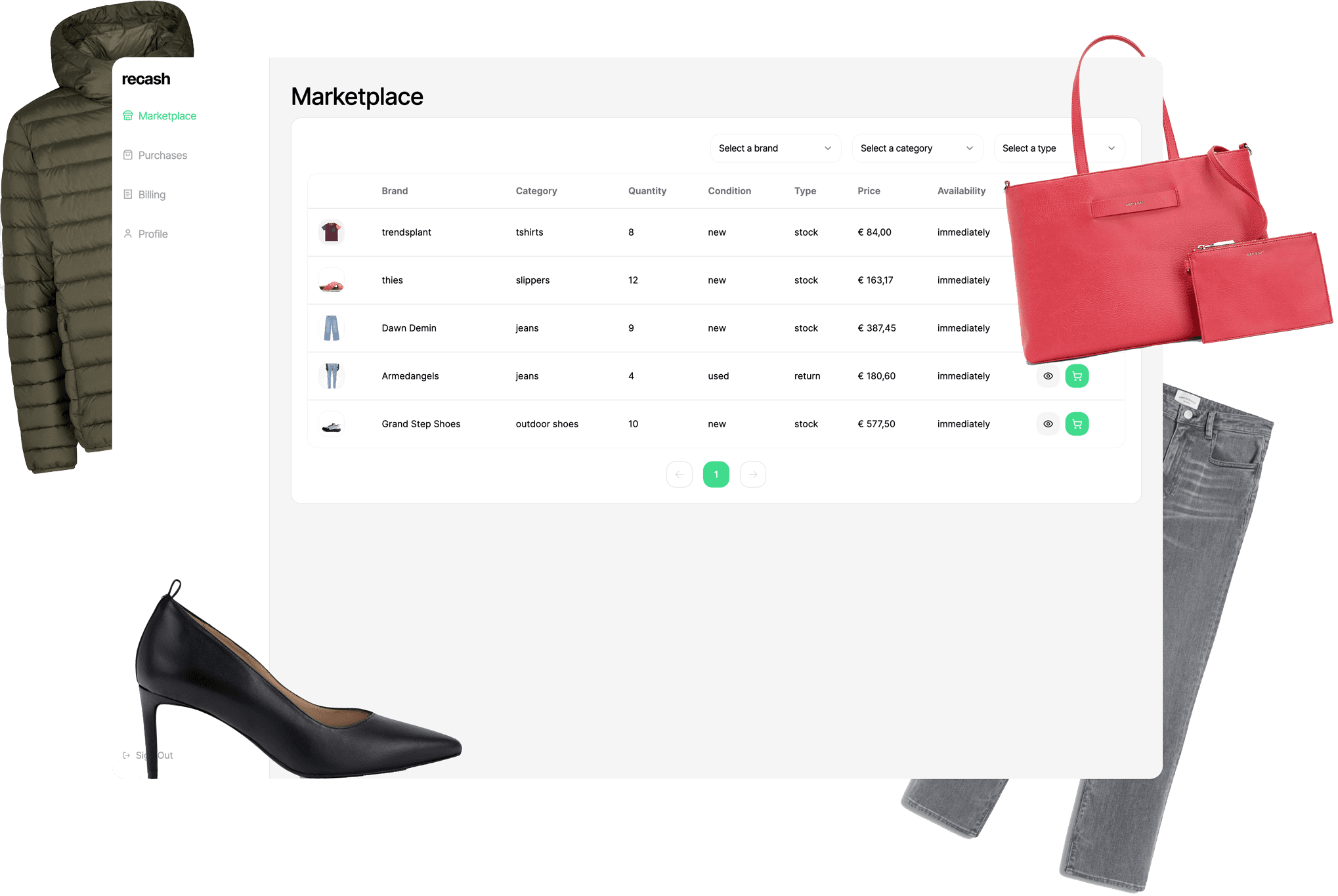 recash app screenshot for desktop